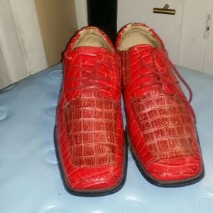 Red gator style dress shoes